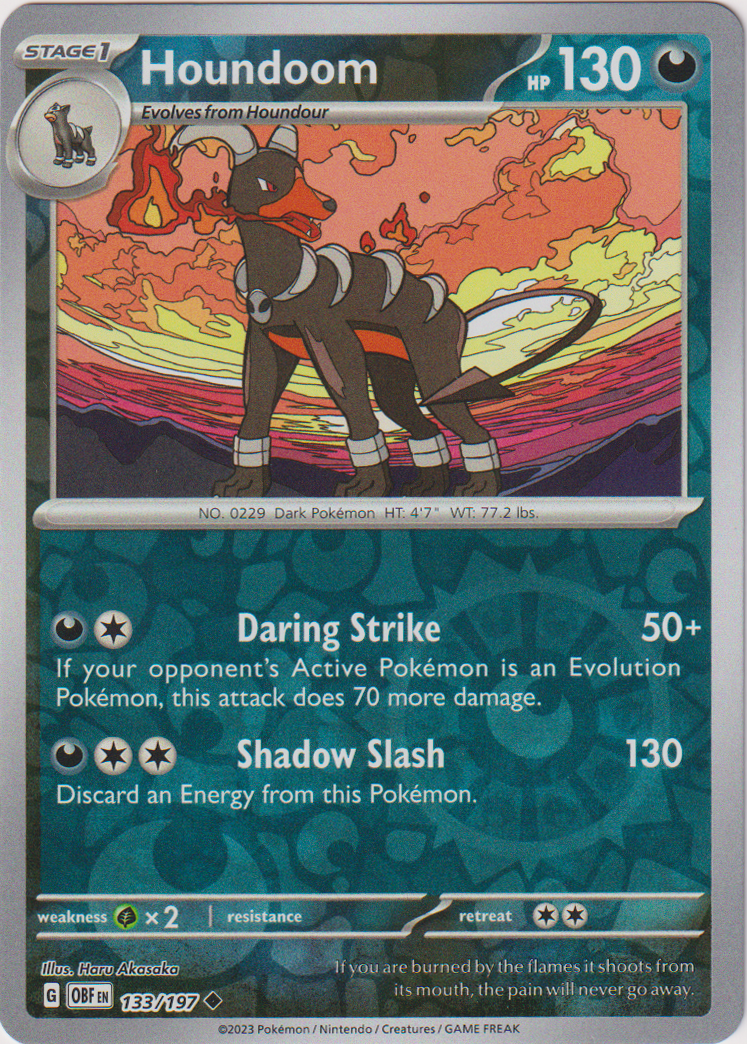 133/197 Houndoom Uncommon Reverse Holo Obsidian Flames