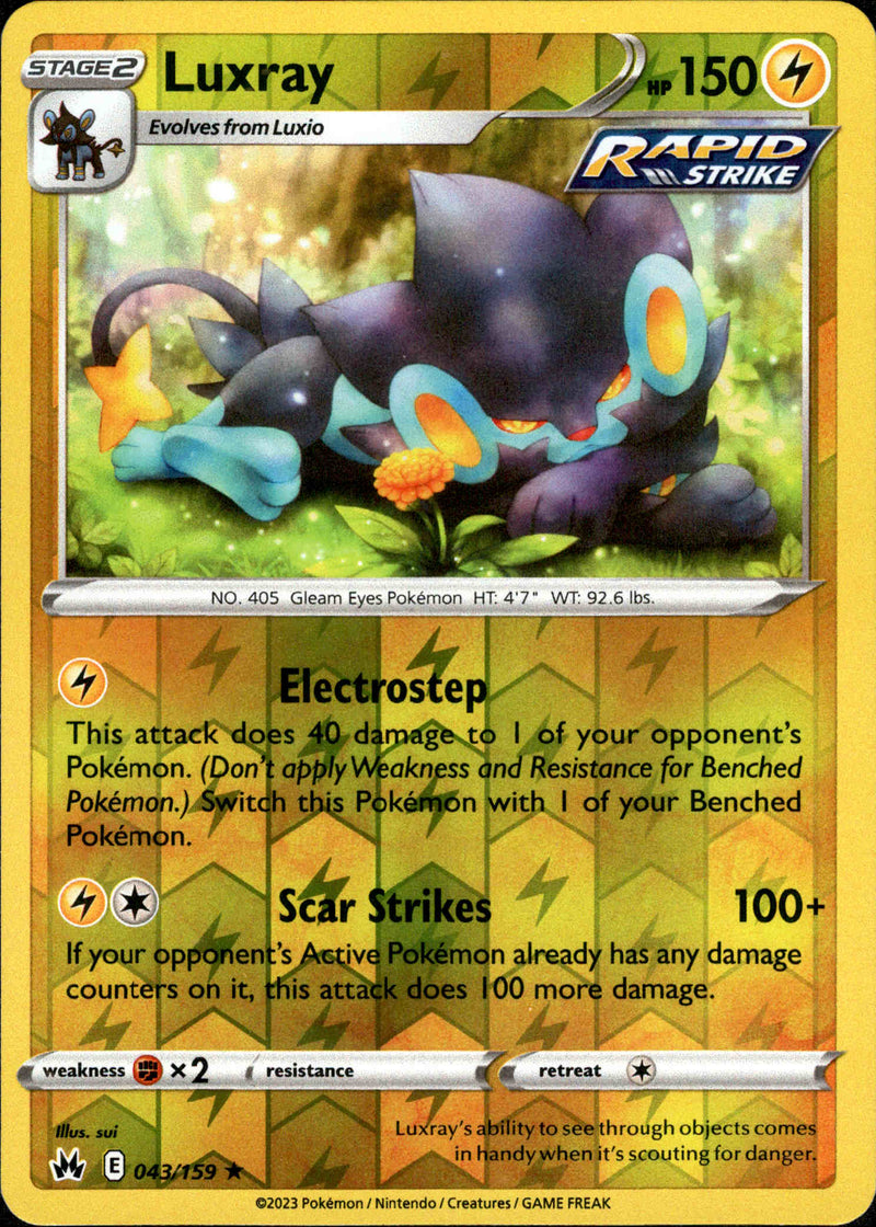 043/159 Luxray Rare Reverse Holo Crown Zenith