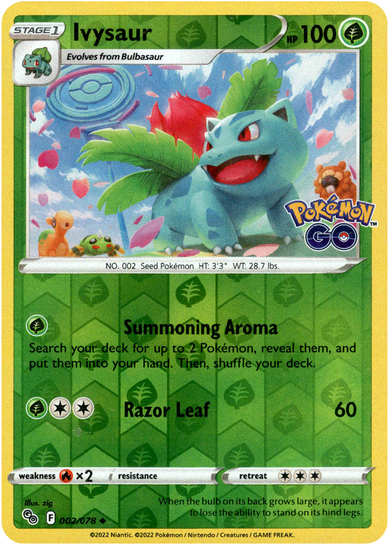 002/078 Ivysaur Uncommon Reverse Holo Pokemon GO