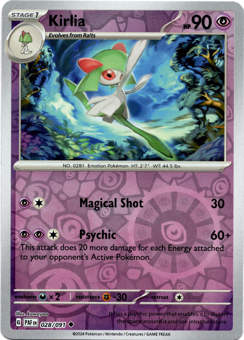 028/091 Kirlia Uncommon Reverse Holo Paldean Fates