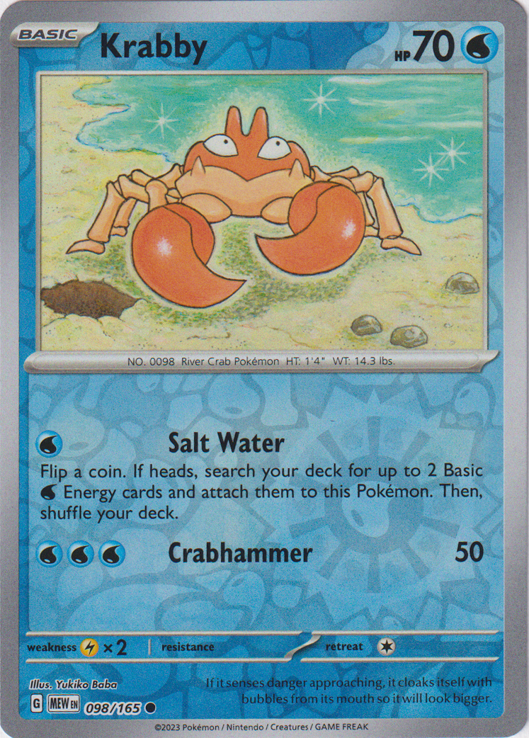 098/165 Krabby Common Reverse Holo Scarlet & Violet 151