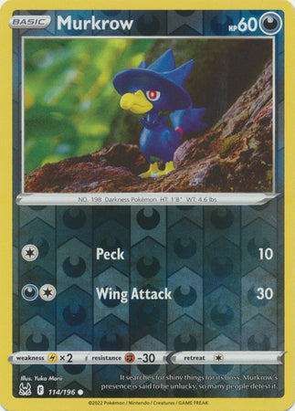 114/196 Murkrow Common Reverse Holo Lost Origin