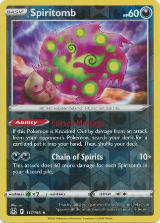 117/196 Spiritomb Rare Reverse Holo Lost Origin