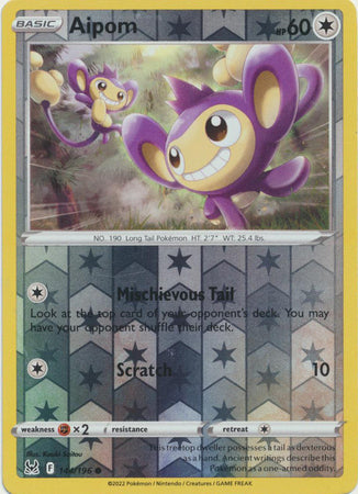 144/196 Aipom Common Reverse Holo Lost Origin