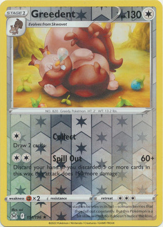 151/196 Greedent Rare Reverse Holo Lost Origin
