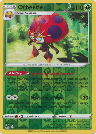 020/196 Orbeetle Rare Reverse Holo Lost Origin