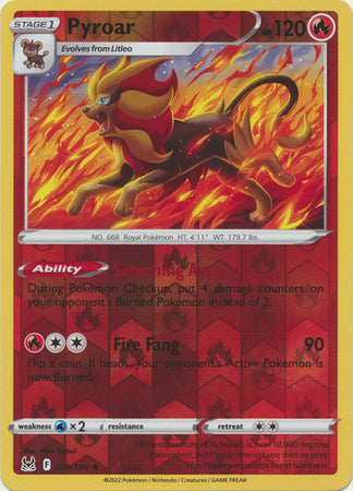 029/196 Pyroar Rare Reverse Holo Lost Origin