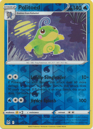 032/196 Politoed Rare Reverse Holo Lost Origin