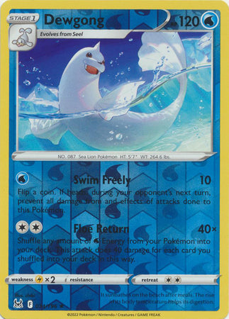 034/196 Dewgong Reverse Holo Lost Origin