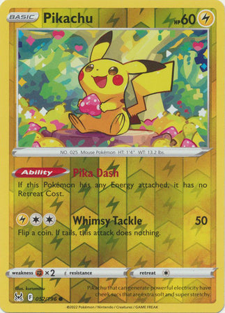 052/196 Pikachu Common Reverse Holo Lost Origin