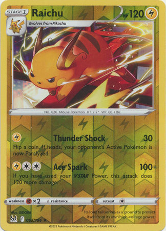 053/196 Raichu Rare Reverse Holo Lost Origin