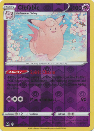 063/196 Clefable Rare Reverse Holo Lost Origin