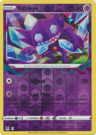 070/196 Sableye Rare Reverse Holo Lost Origin