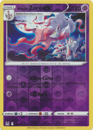 076/196 Hisuian Zoroark Rare Reverse Holo Lost Origin