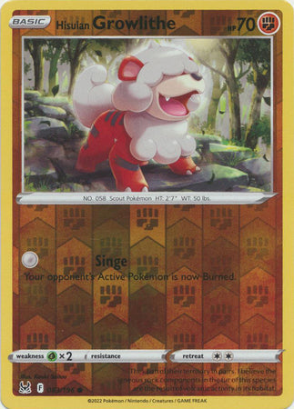 083/196 Hisuian Growlithe Common Reverse Holo Lost Origin