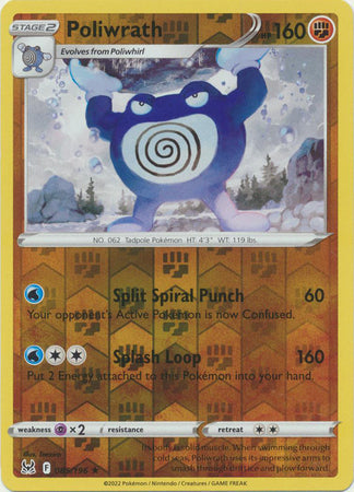 085/196 Poliwrath Rare Reverse Holo Lost Origin