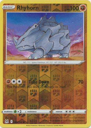 089/196 Rhyhorn Common Reverse Holo Lost Origin