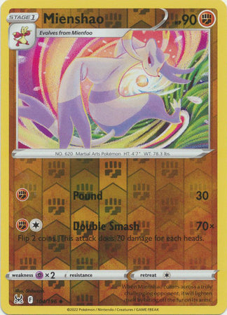 104/196 Mienshao Uncommon Reverse Holo Lost Origin