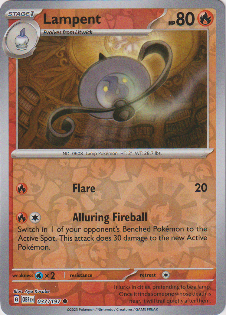 037/197 Lampent Common Reverse Holo Obsidian Flames