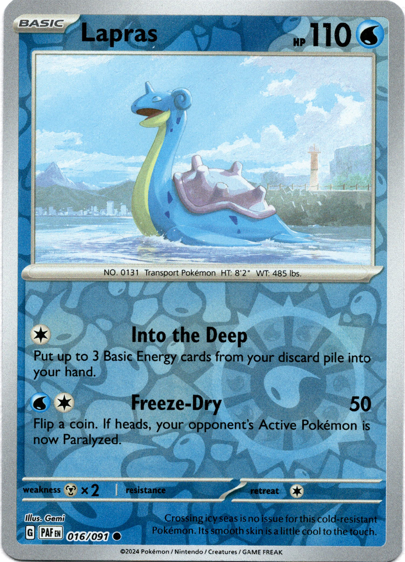 016/091 Lapras Common Reverse Holo Paldean Fates