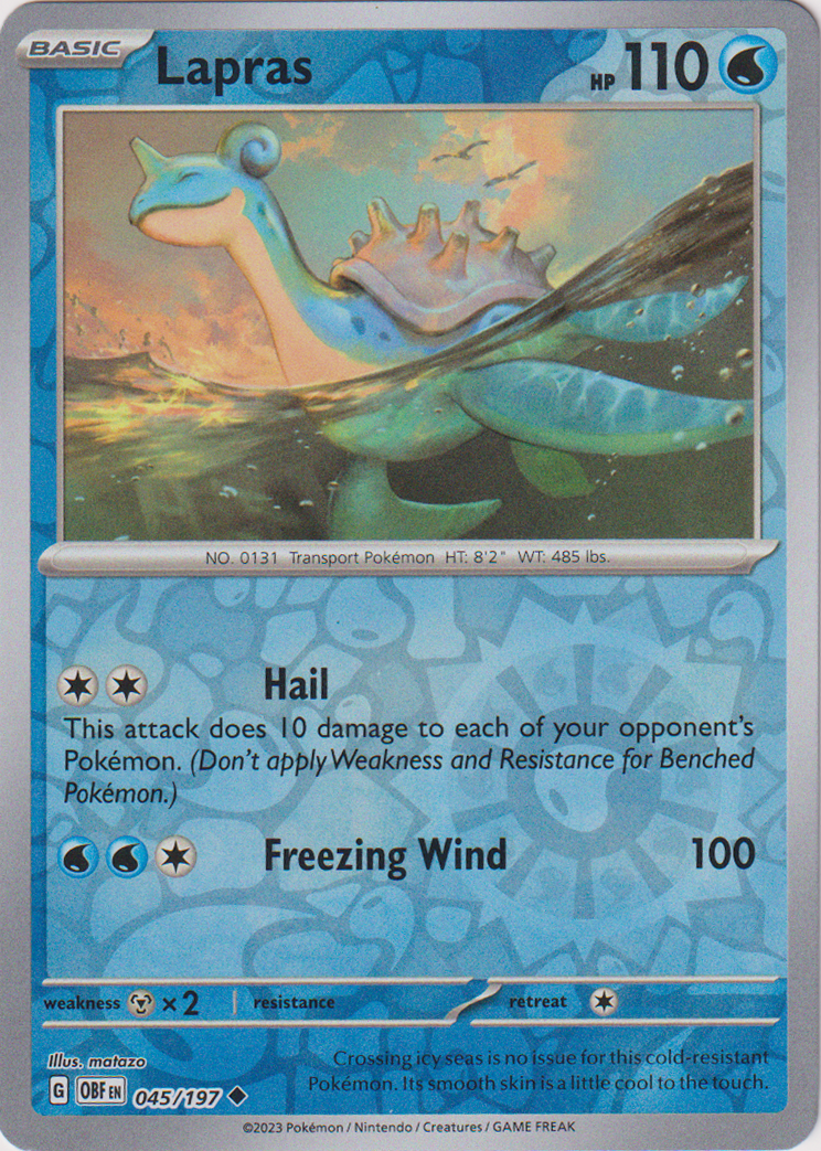 045/197 Lapras Uncommon Reverse Holo Obsidian Flames