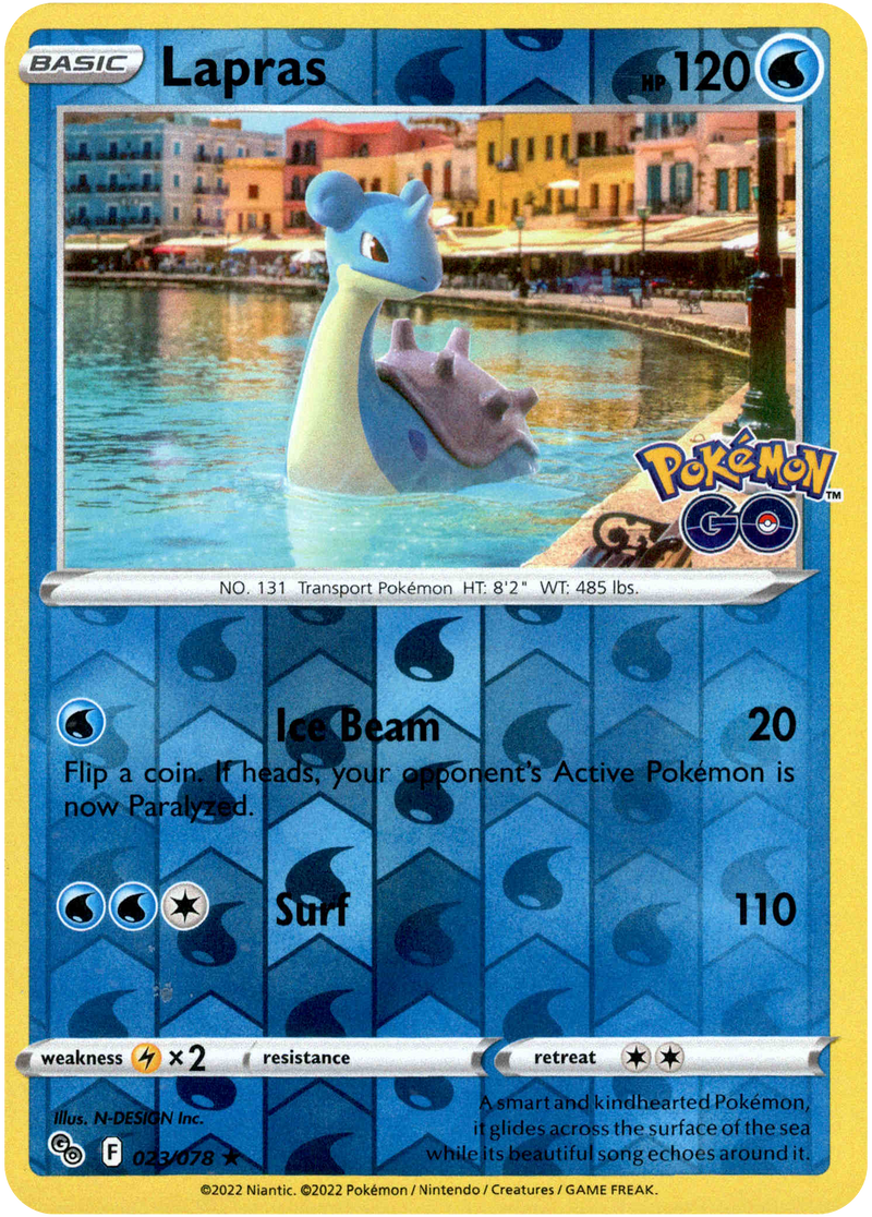 023/078 Lapras Rare Reverse Holo Pokemon GO