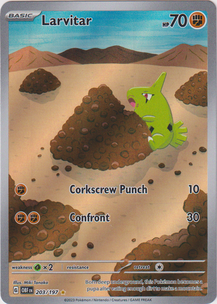 203/197 Larvitar Illustration Rare Obsidian Flames