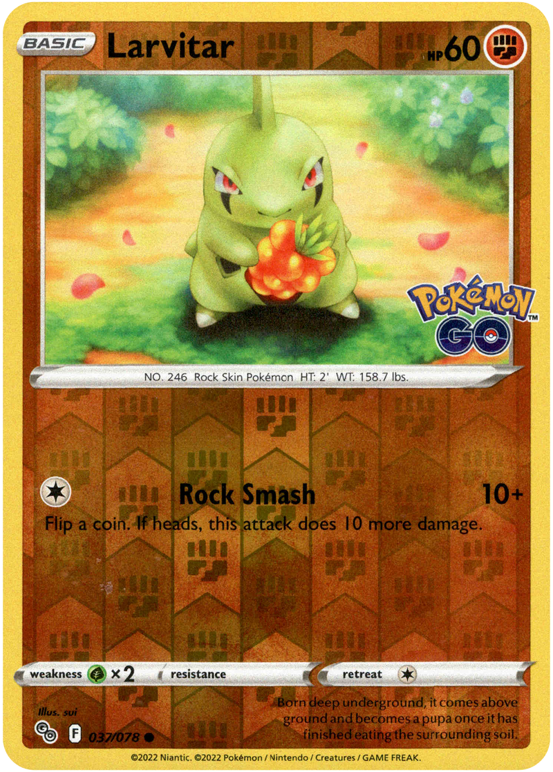 037/078 Larvitar Common Reverse Holo Pokemon GO