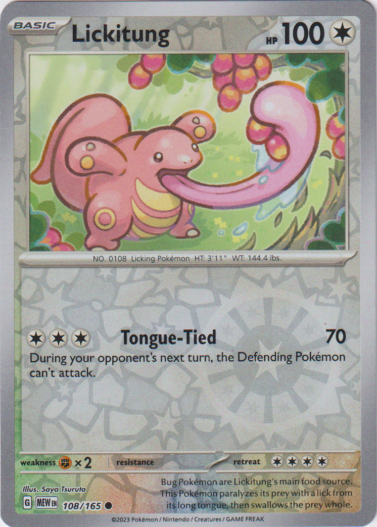 108/165 Lickitung Common Reverse Holo Scarlet & Violet 151