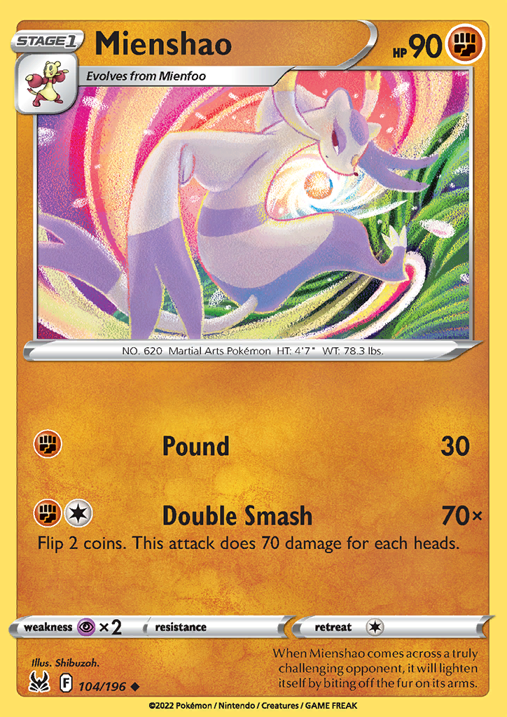 104/196 Mienshao Uncommon Lost Origin