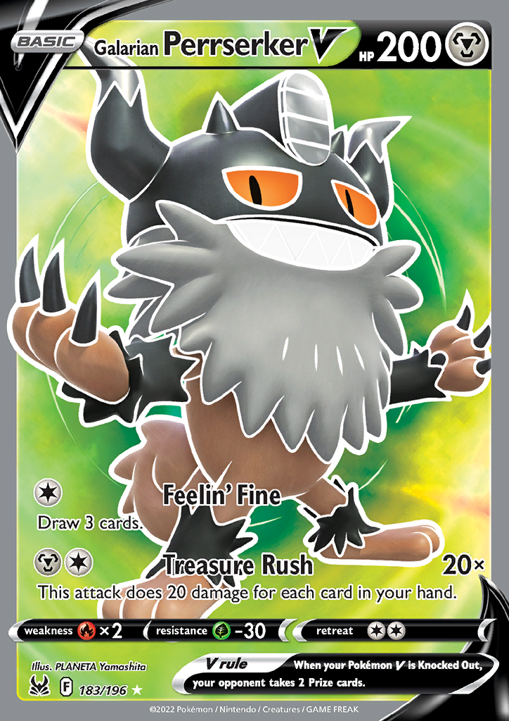 183/196 Galarian Perrserker V Full Art Lost Origin