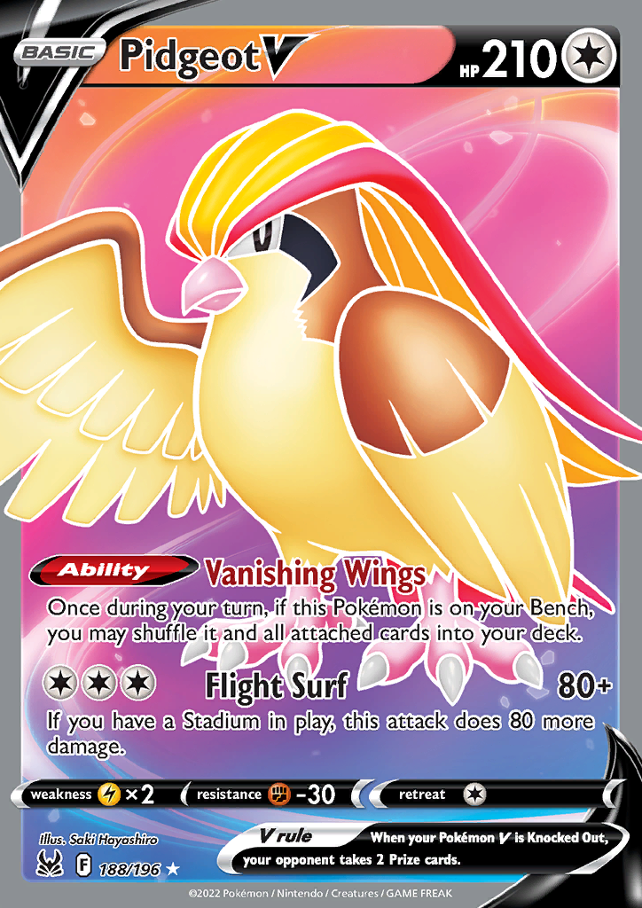 188/196 Pidgeot V Full Art Lost Origin