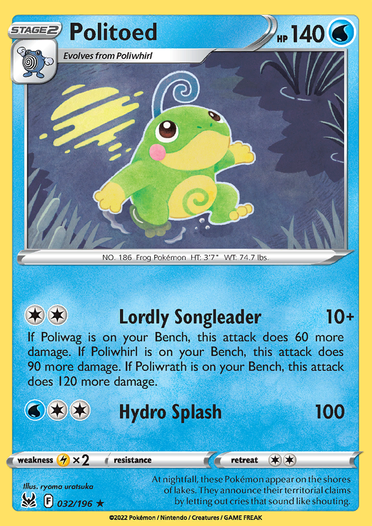 032/196 Politoed Rare Lost Origin