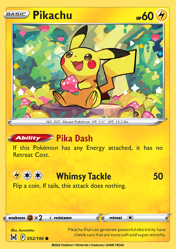 052/196 Pikachu Common Lost Origin