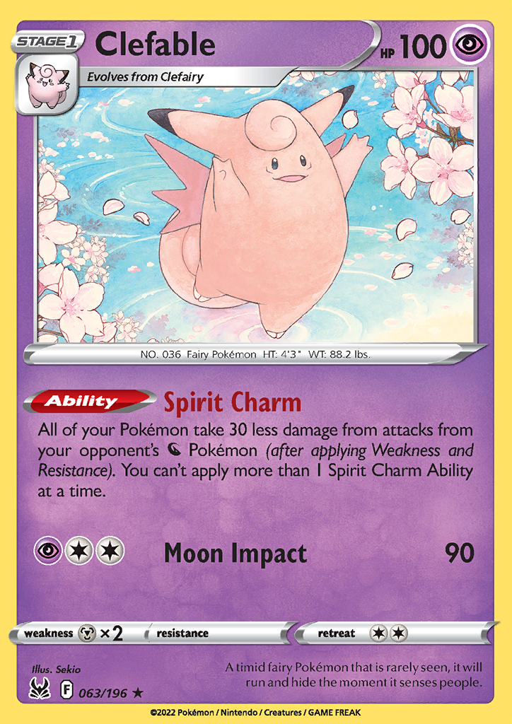 063/196 Clefable Rare Lost Origin