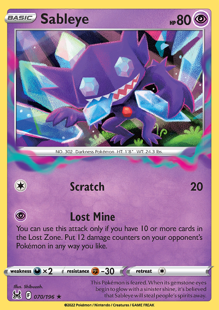 070/196 Sableye Holo Rare Lost Origin