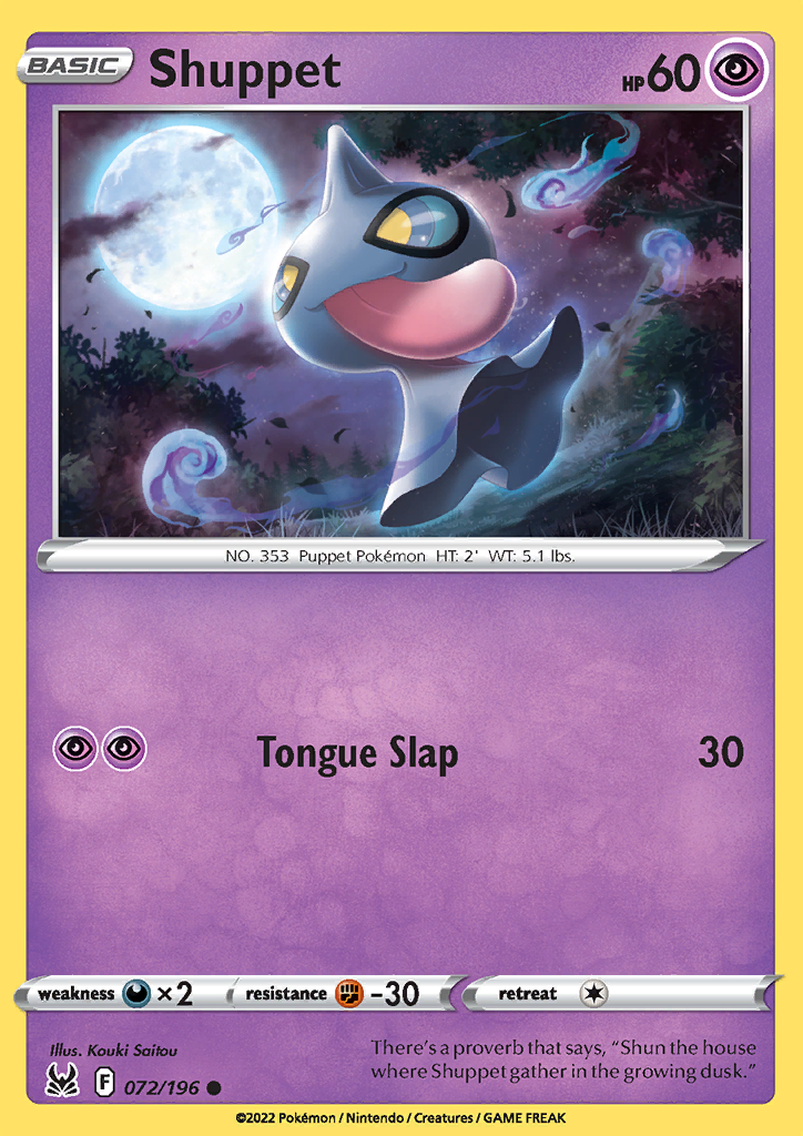 072/196 Shuppet Common Lost Origin