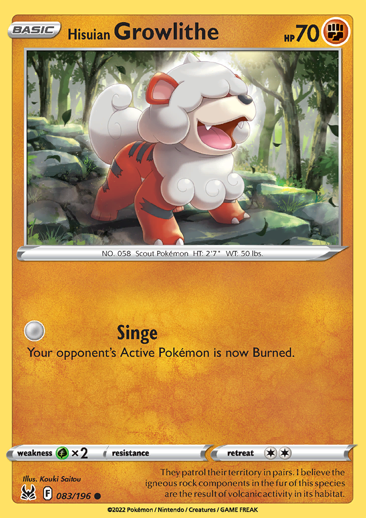 083/196 Hisuian Growlithe Common Lost Origin