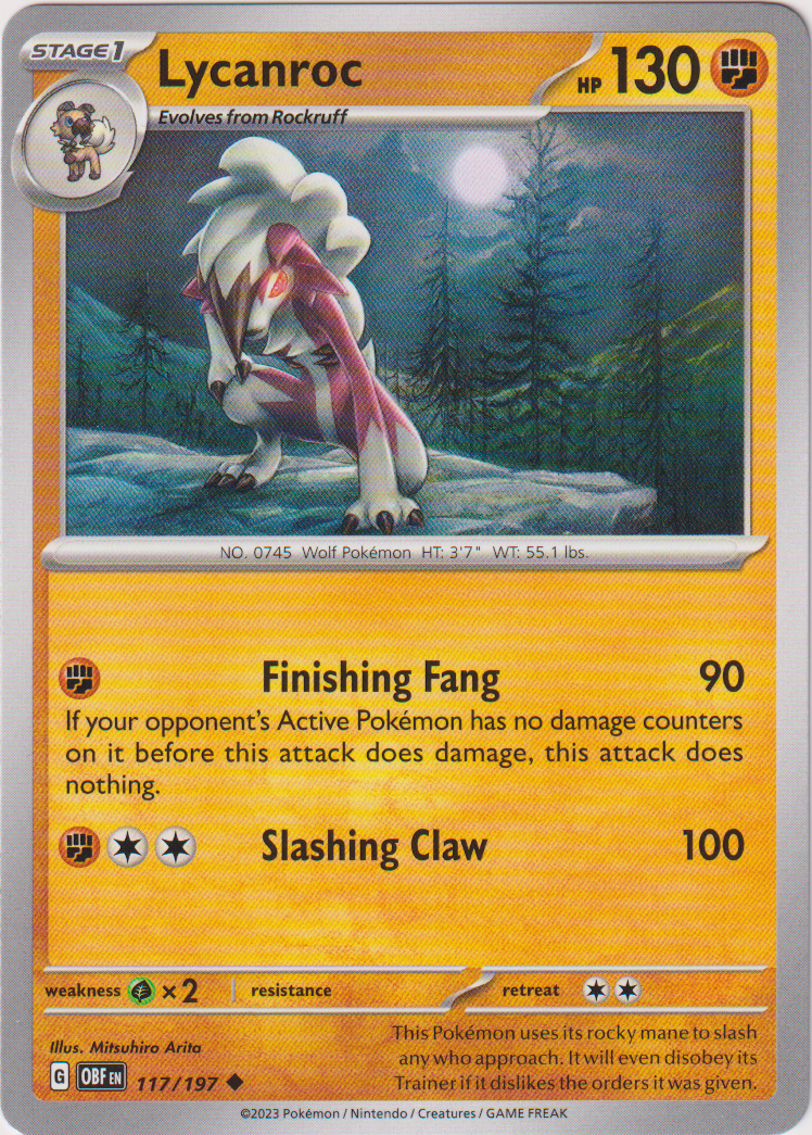 117/197 Lycanroc Uncommon Obsidian Flames