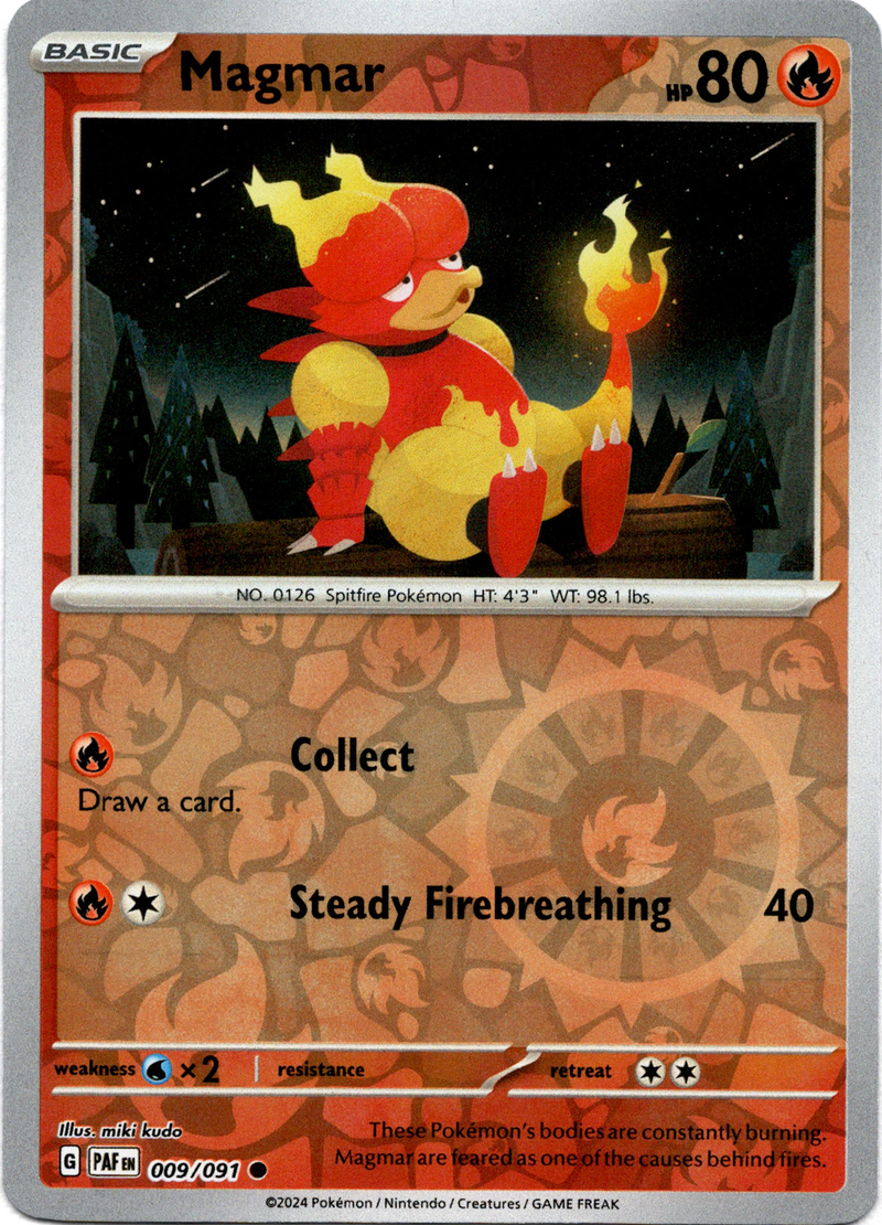 009/091 Magmar Common Reverse Holo Paldean Fates