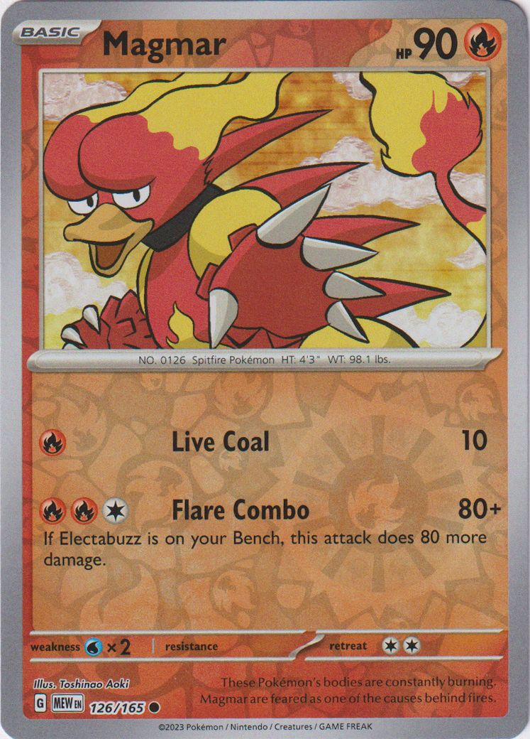 126/165 Magmar Common Reverse Holo Scarlet & Violet 151