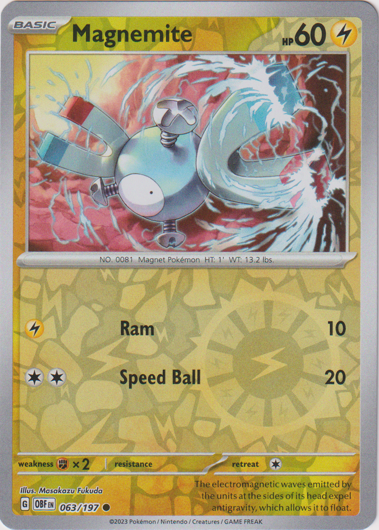 063/197 Magnemite Common Reverse Holo Obsidian Flames