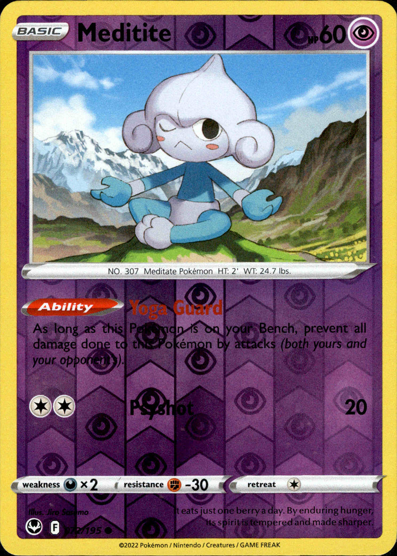 072/195 Meditite Common Reverse Holo Silver Tempest