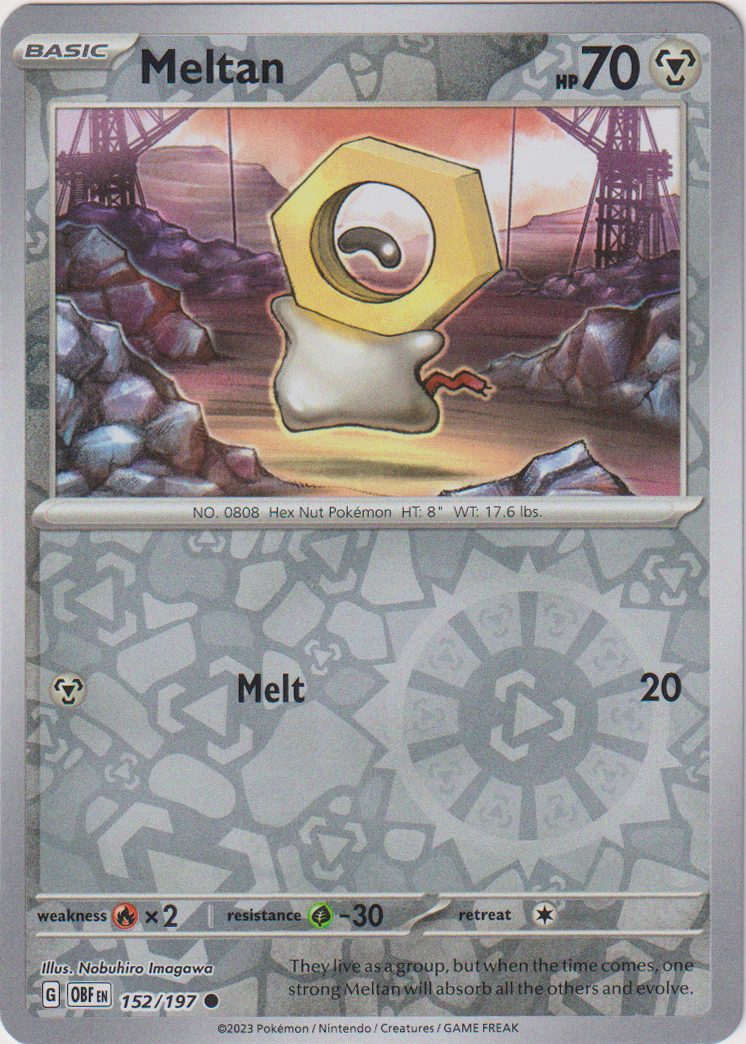 152/197 Meltan Common Reverse Holo Obsidian Flames