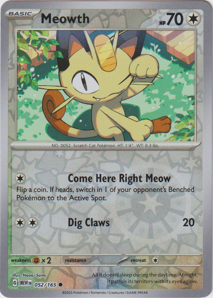 052/165 Meowth Common Reverse Holo Scarlet & Violet 151