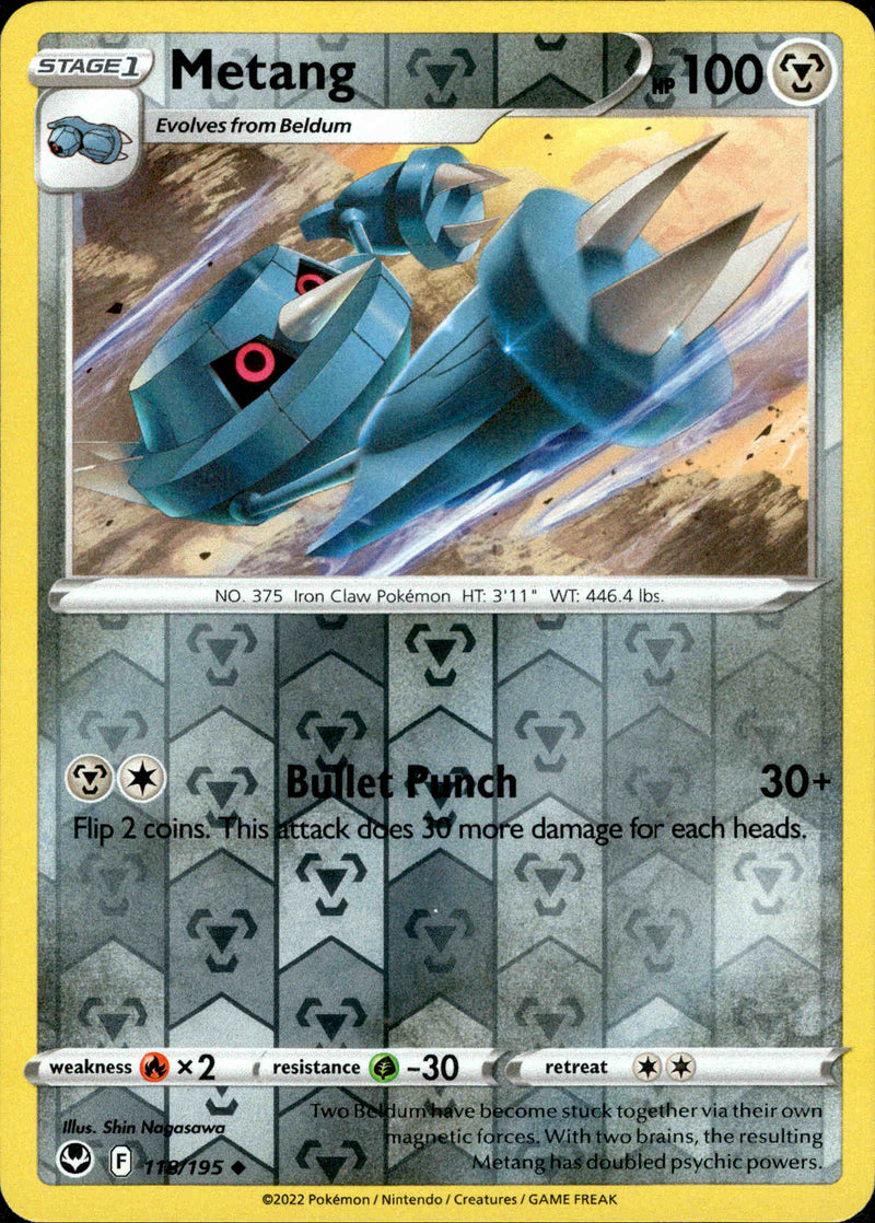 118/195 Metang Uncommon Reverse Holo Silver Tempest