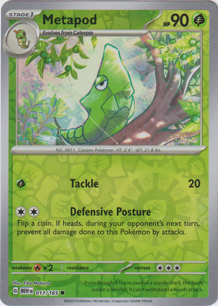 011/165 Metapod Common Reverse Holo Scarlet & Violet 151