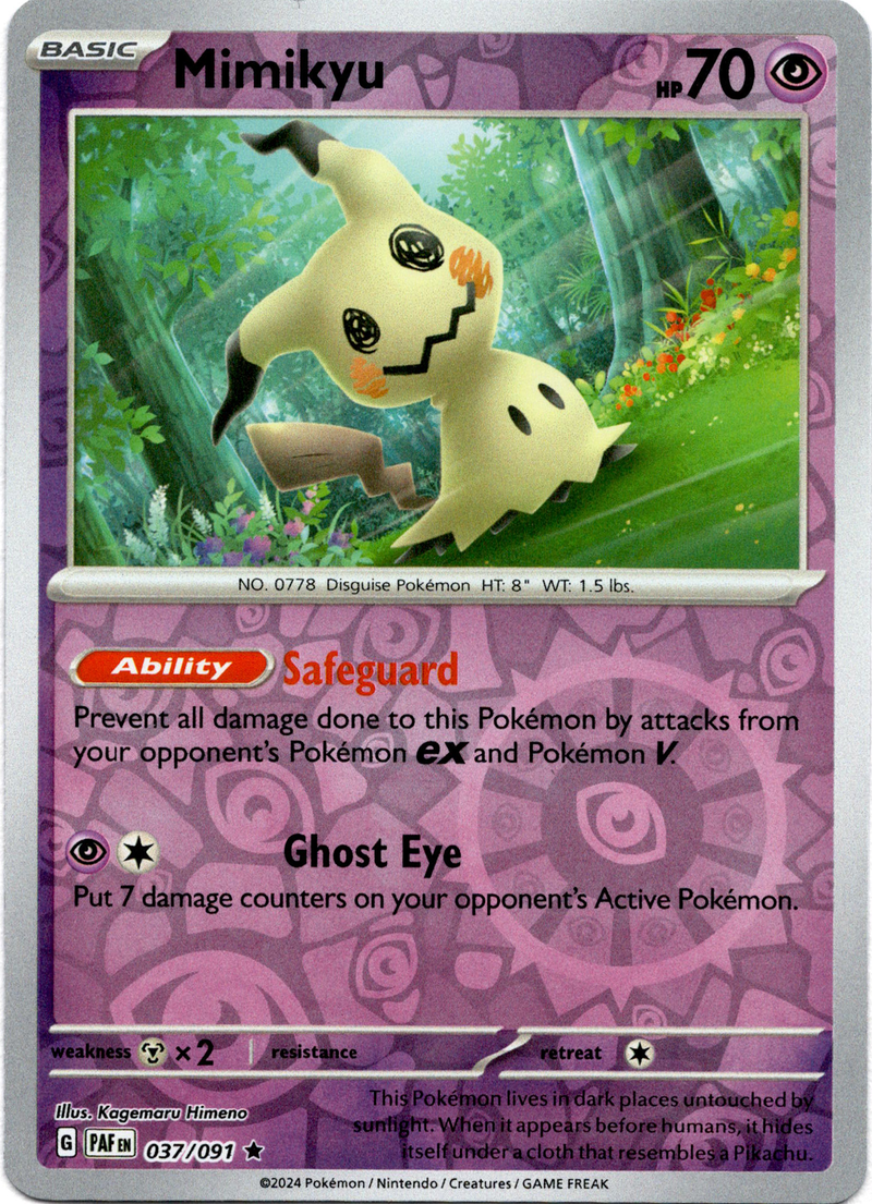 037/091 Mimikyu Rare Reverse Holo Paldean Fates