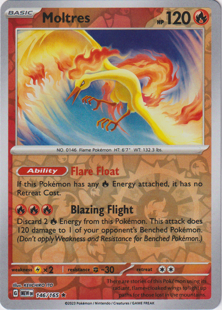 146/165 Moltres Rare Reverse Holo Scarlet & Violet 151