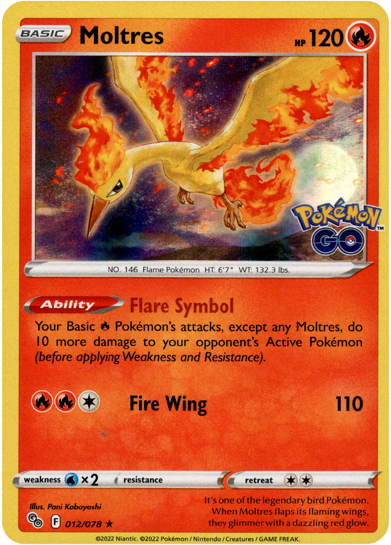 012/078 Moltres Holo Rare Pokemon GO